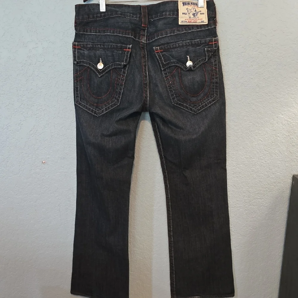 True Religion Dark Blue Jeans with Red Stitching